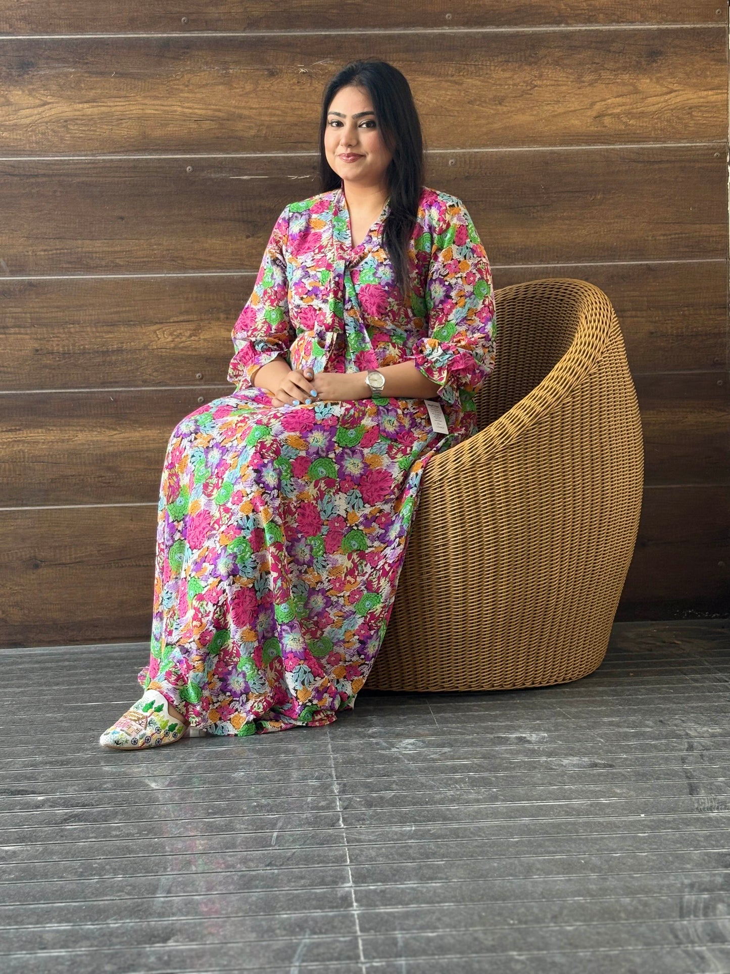 Full Printed Dress - Floral Printed Georgette