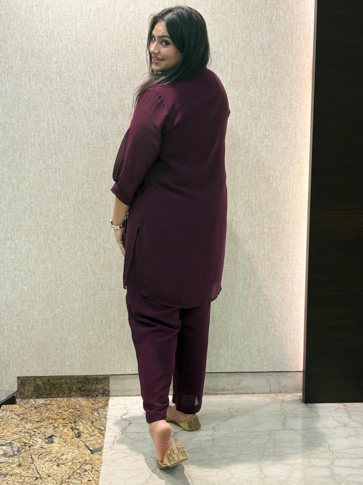 Wine co-ord set with handwork