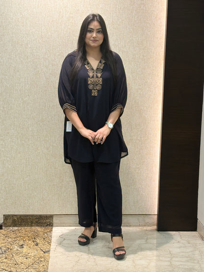 Navy Blue Co-ord with Thread Work