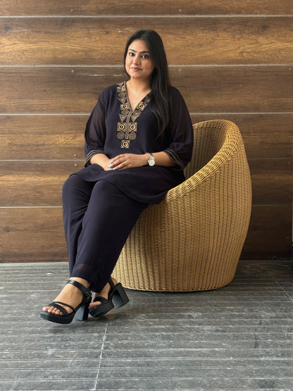 Navy Blue Co-ord with Thread Work