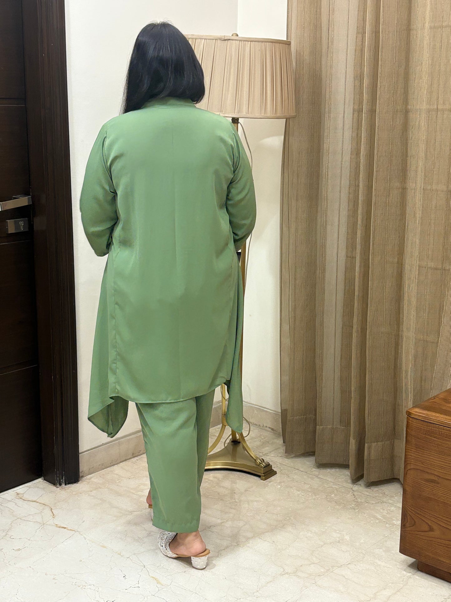 Pastel Green Co-ord with Threak Work