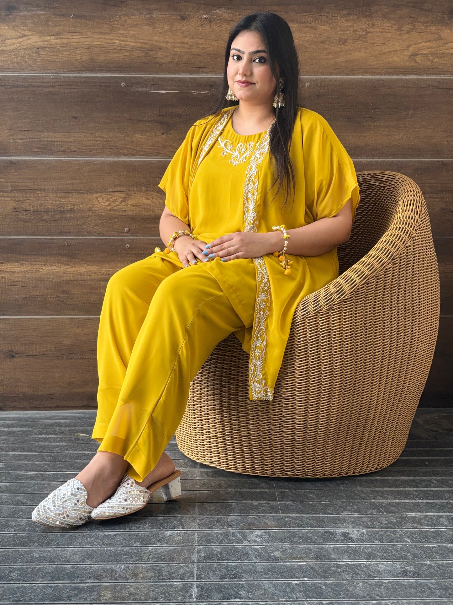 Yellow Co-ord Set with Hand work