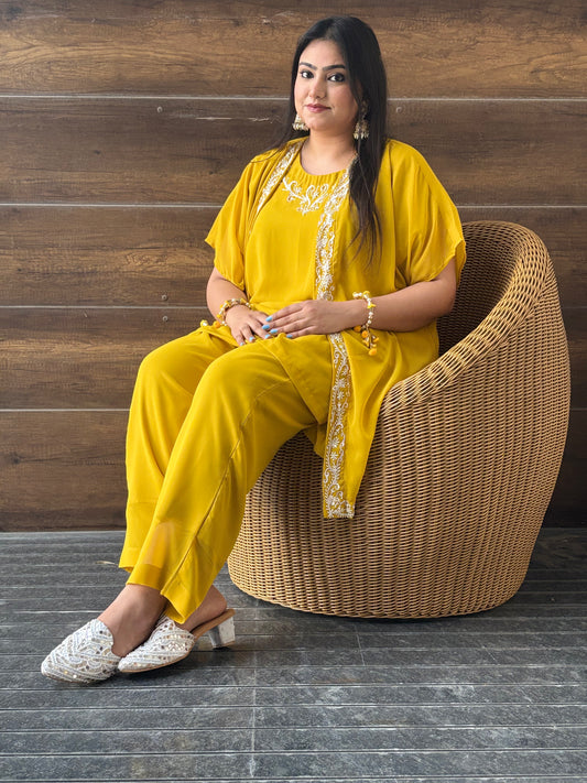 Yellow Co-ord Set with Hand work