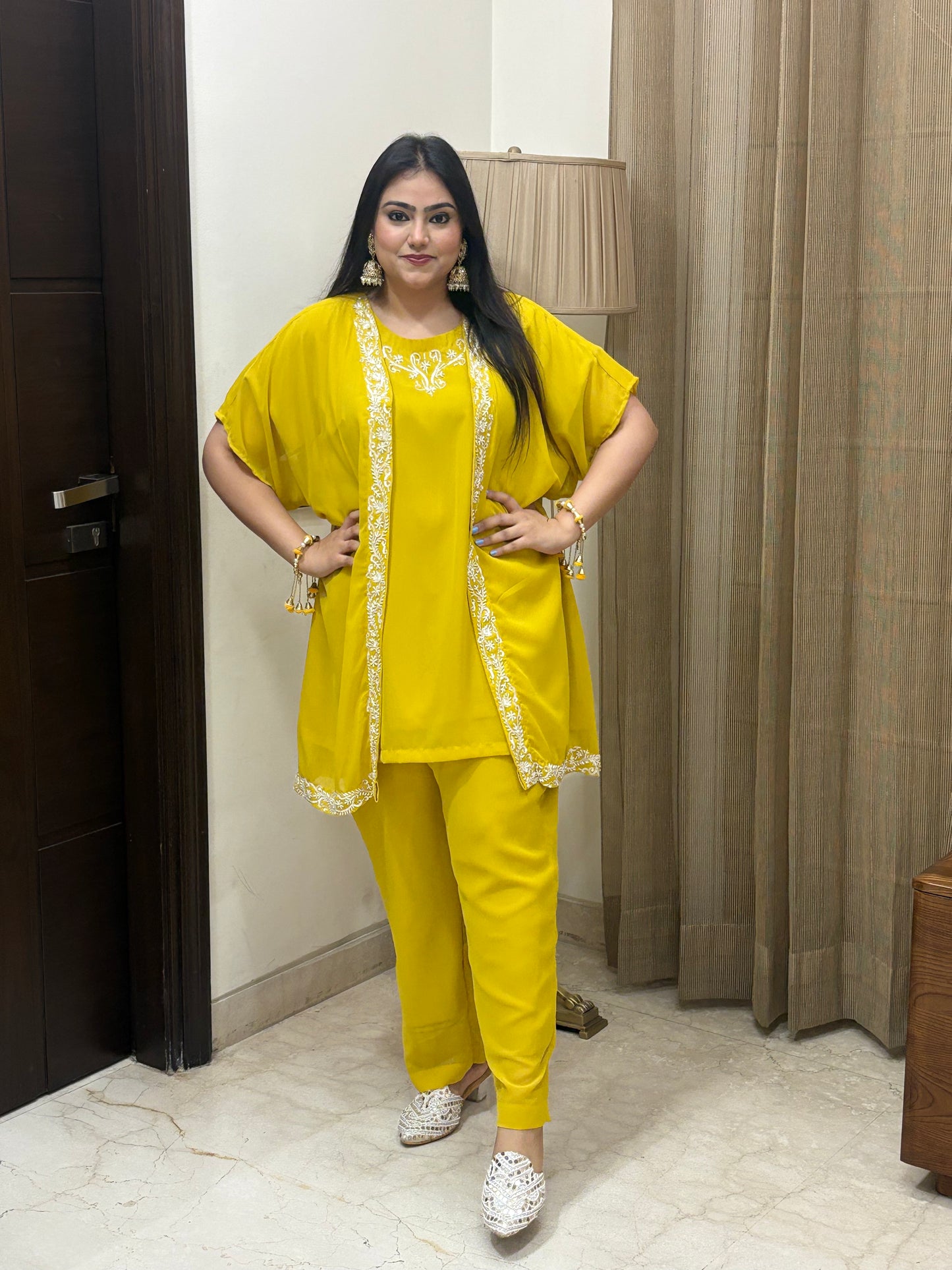 Yellow Co-ord Set with Hand work