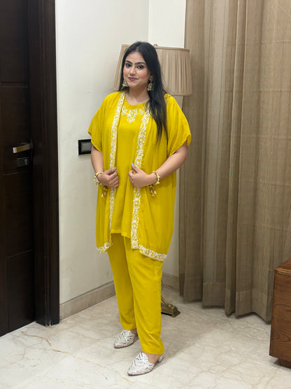 Yellow Co-ord Set with Hand work