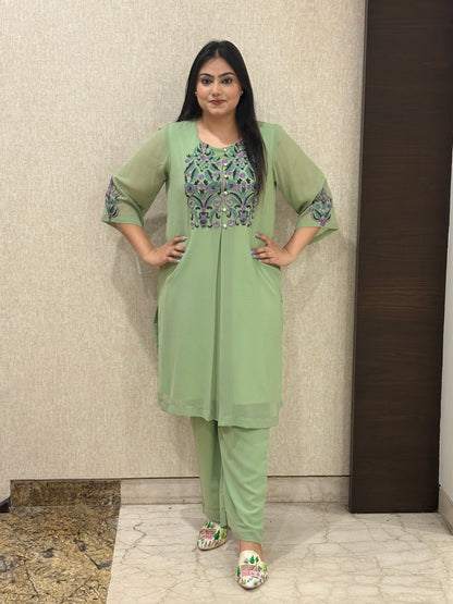 Pastel Green Co-ord with Thread work
