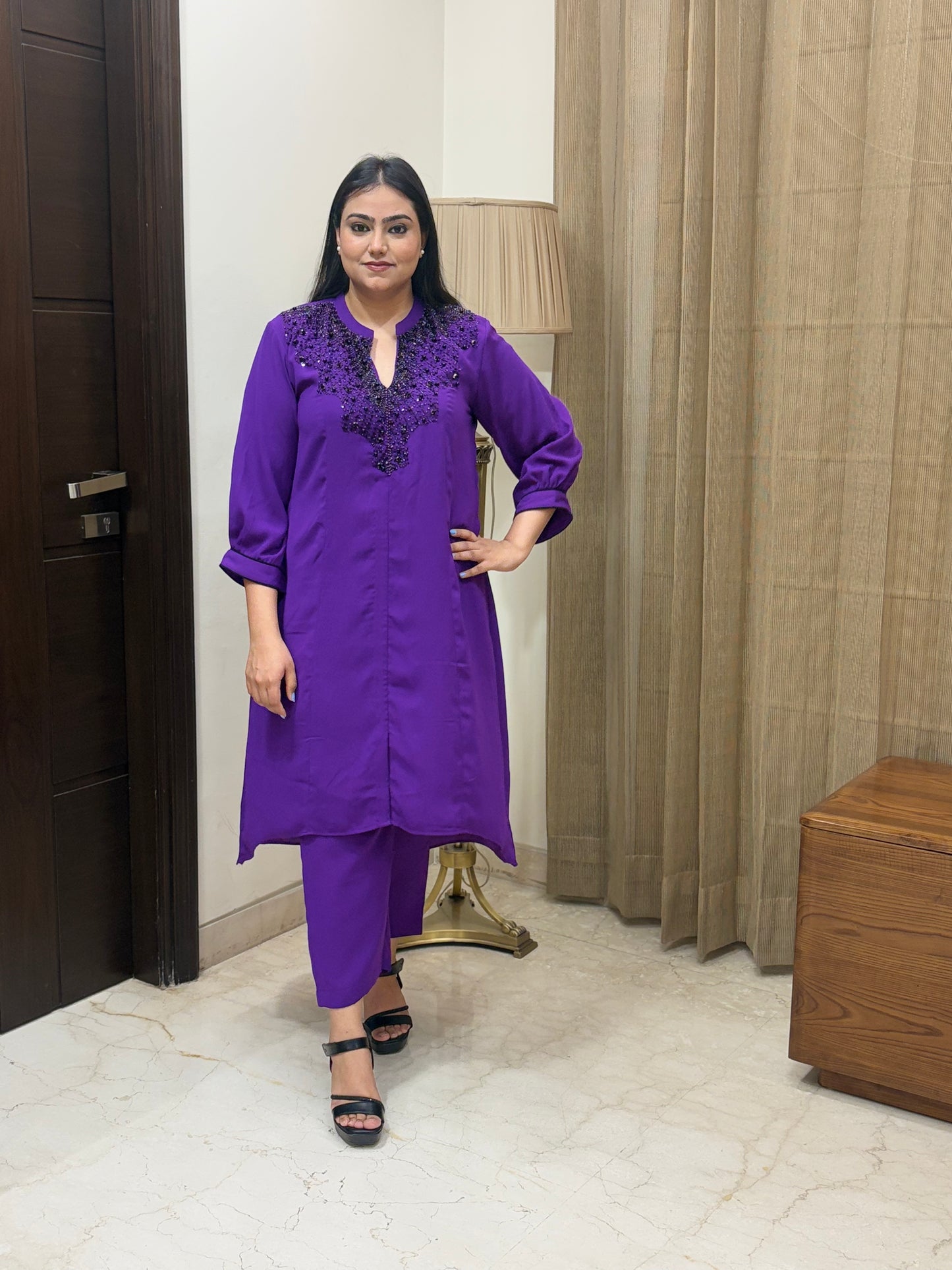 Purple Co-ord with Hand Work