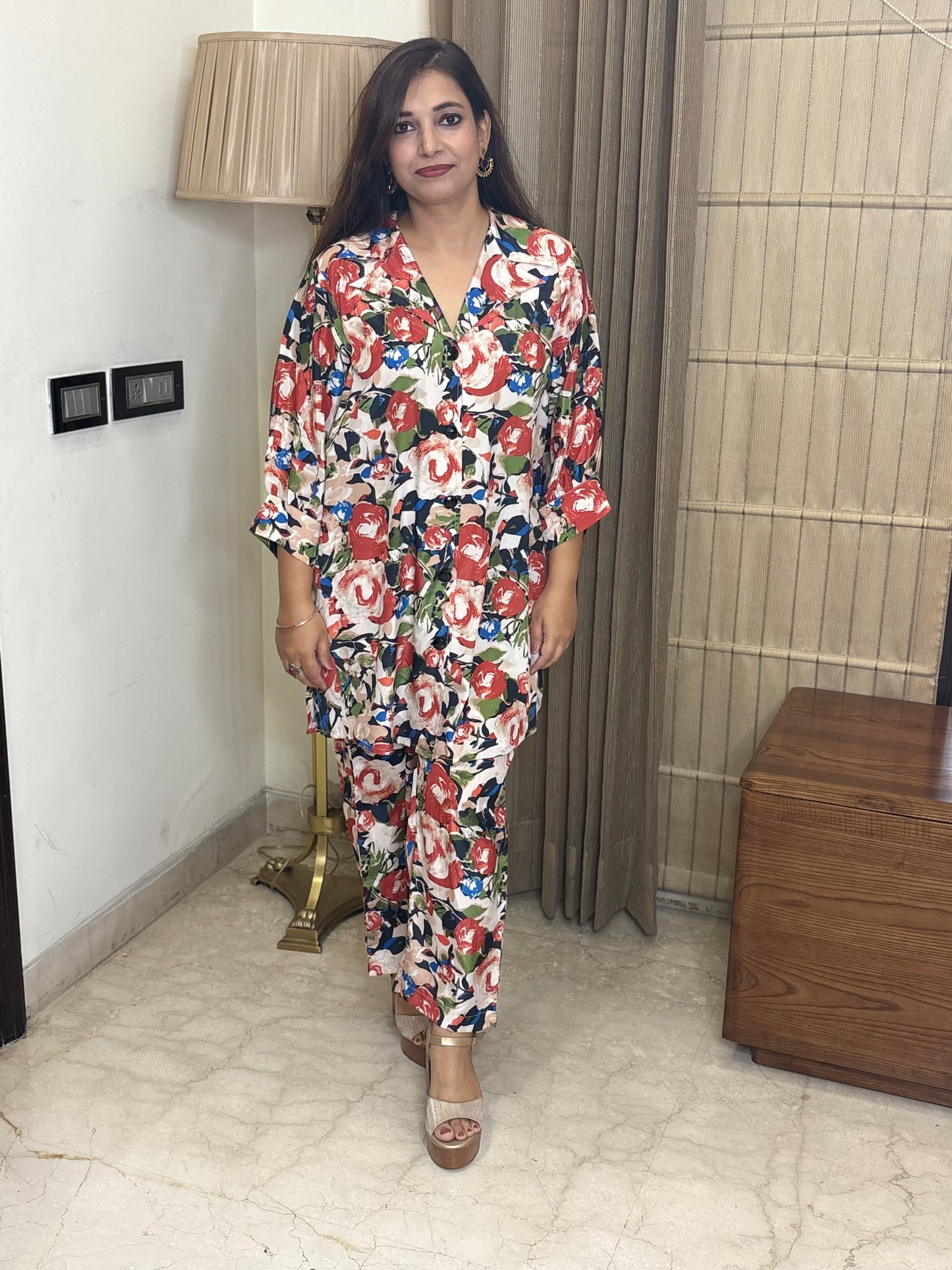 Multicoloured Crepe Co-ord Set