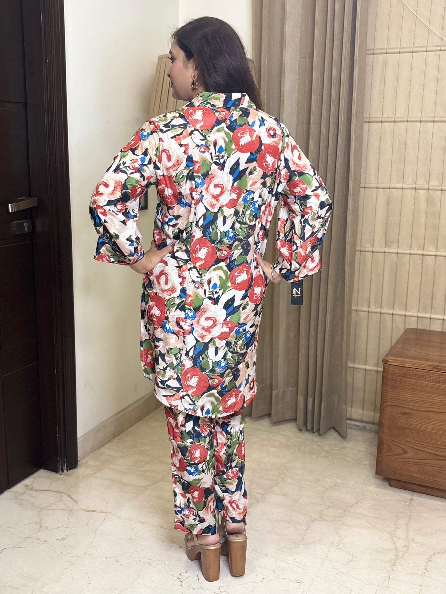 Multicoloured Crepe Co-ord Set