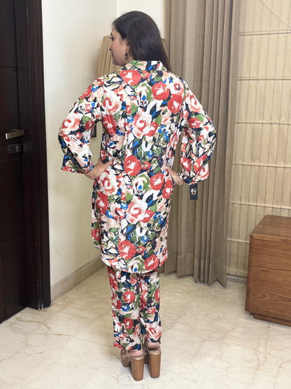 Multicoloured Crepe Co-ord Set