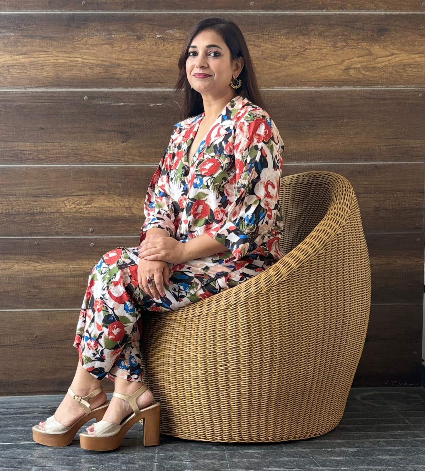 Multicoloured Crepe Co-ord Set