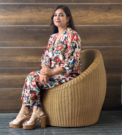 Multicoloured Crepe Co-ord Set