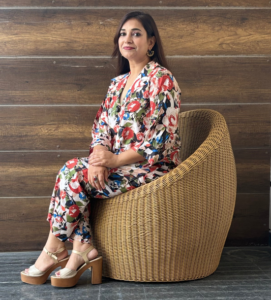 Multicoloured Crepe Co-ord Set