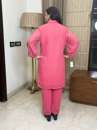 Peach Co-ord Set with Thread Work