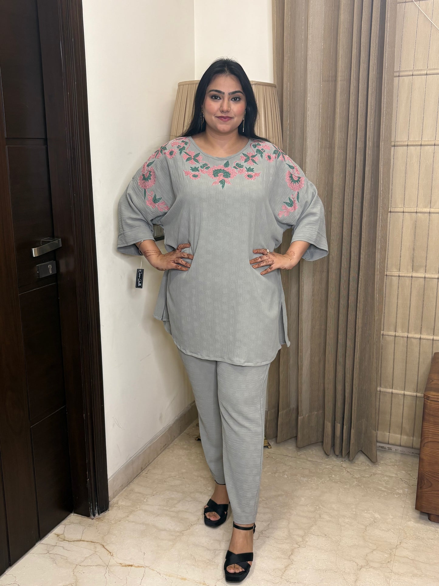 Grey Co-ord Set with Thread Work