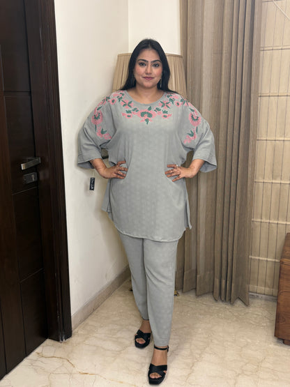 Grey Co-ord Set with Thread Work