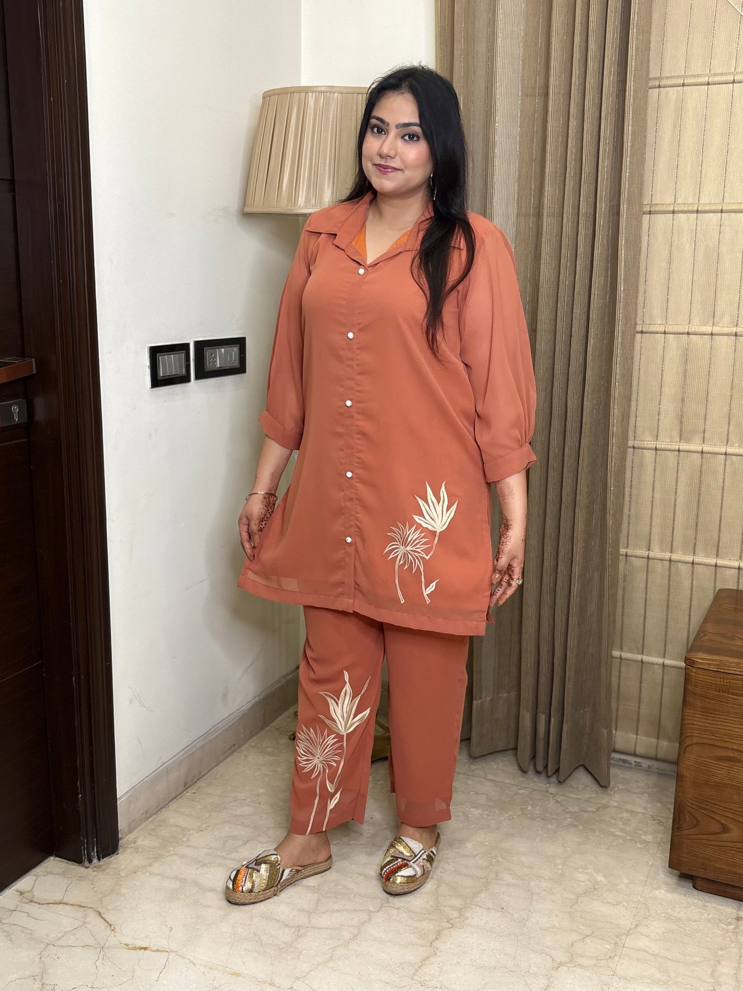 Rust Co-ord set with Thread Work