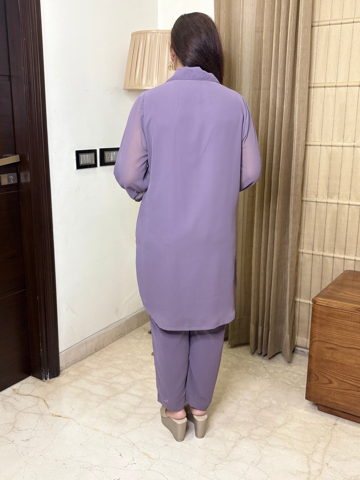 Purplish Co-ord Set with Thread Work