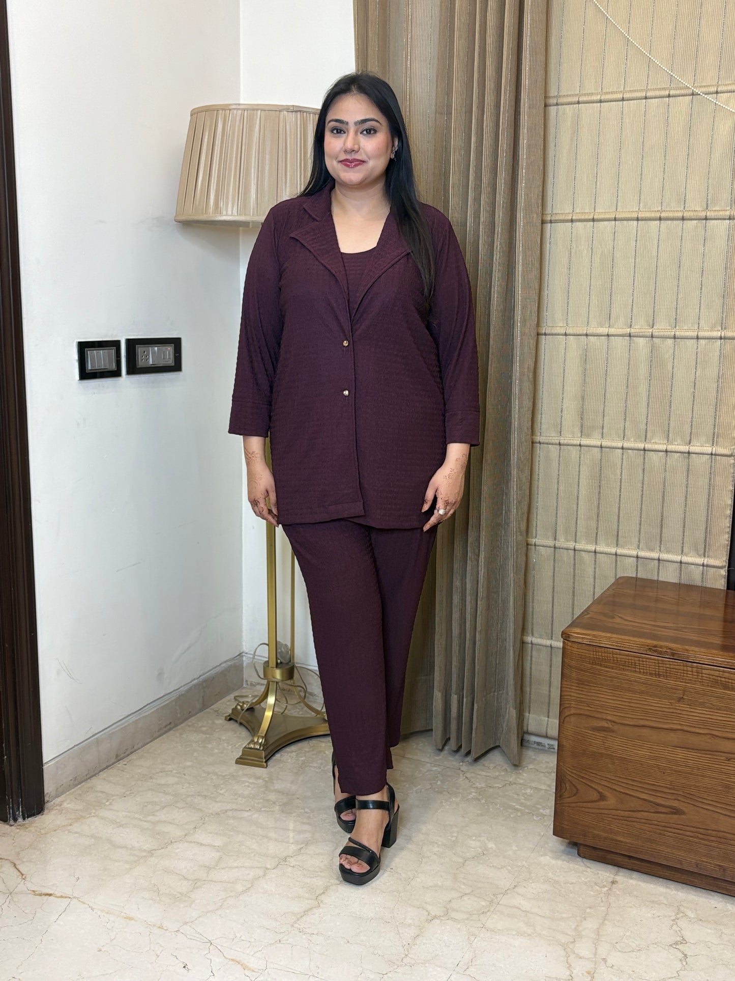 Wine Three Piece Co-ord Set