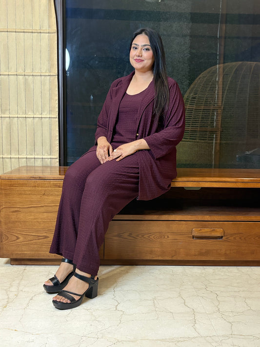 Wine Three Piece Co-ord Set