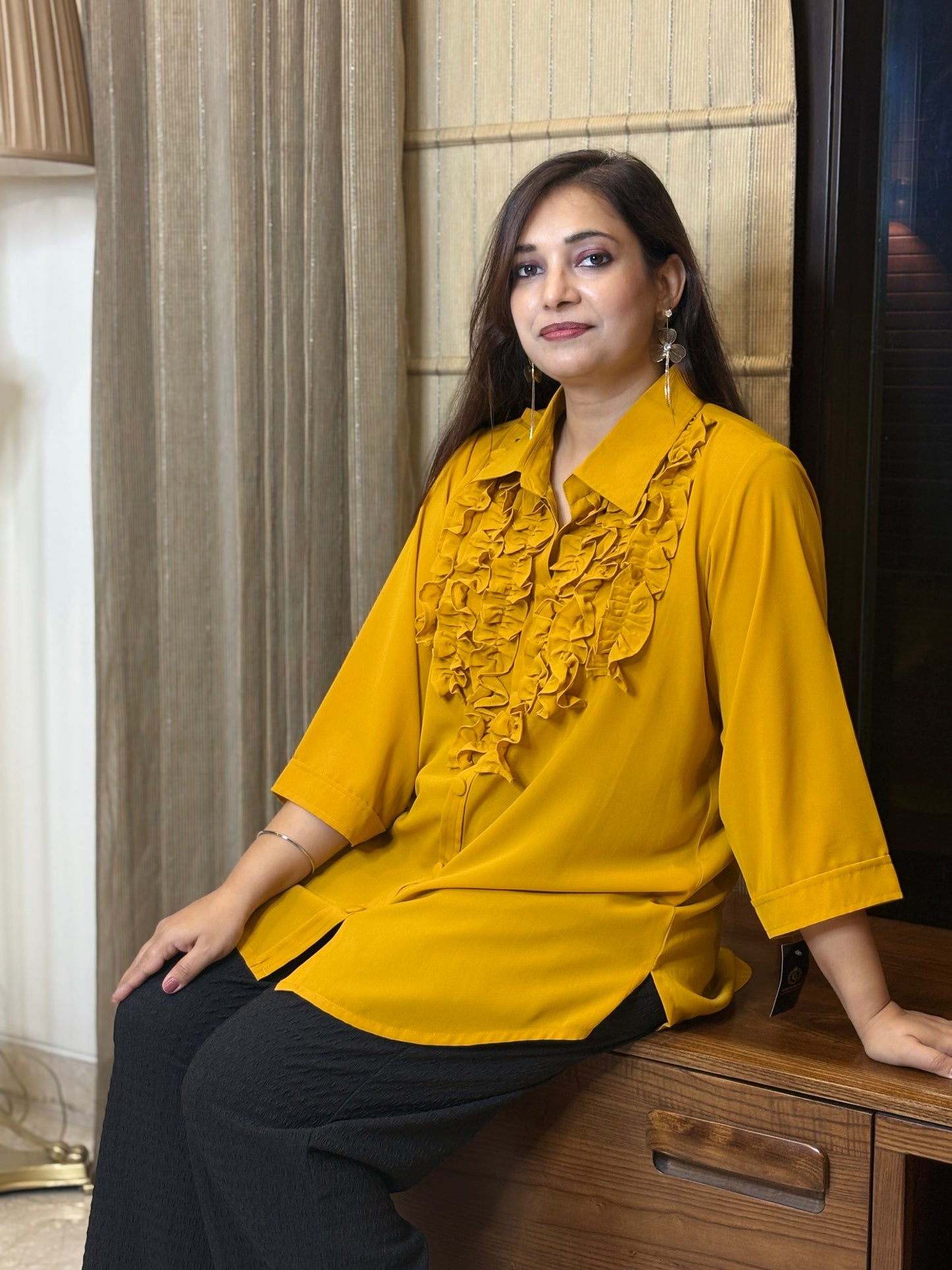 Mustard Shirt with Frill