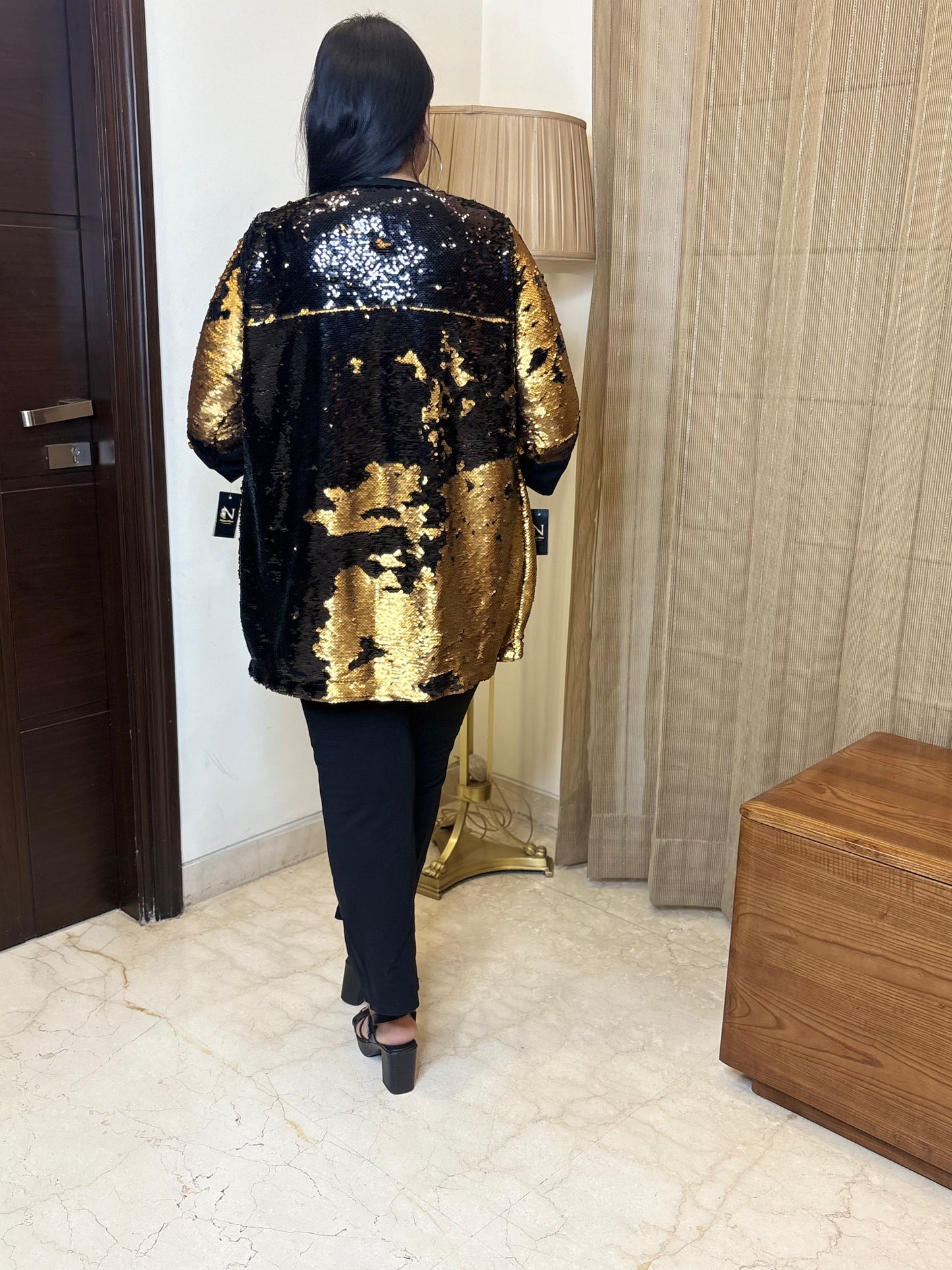 Black and Gold Dual Sequin Flap