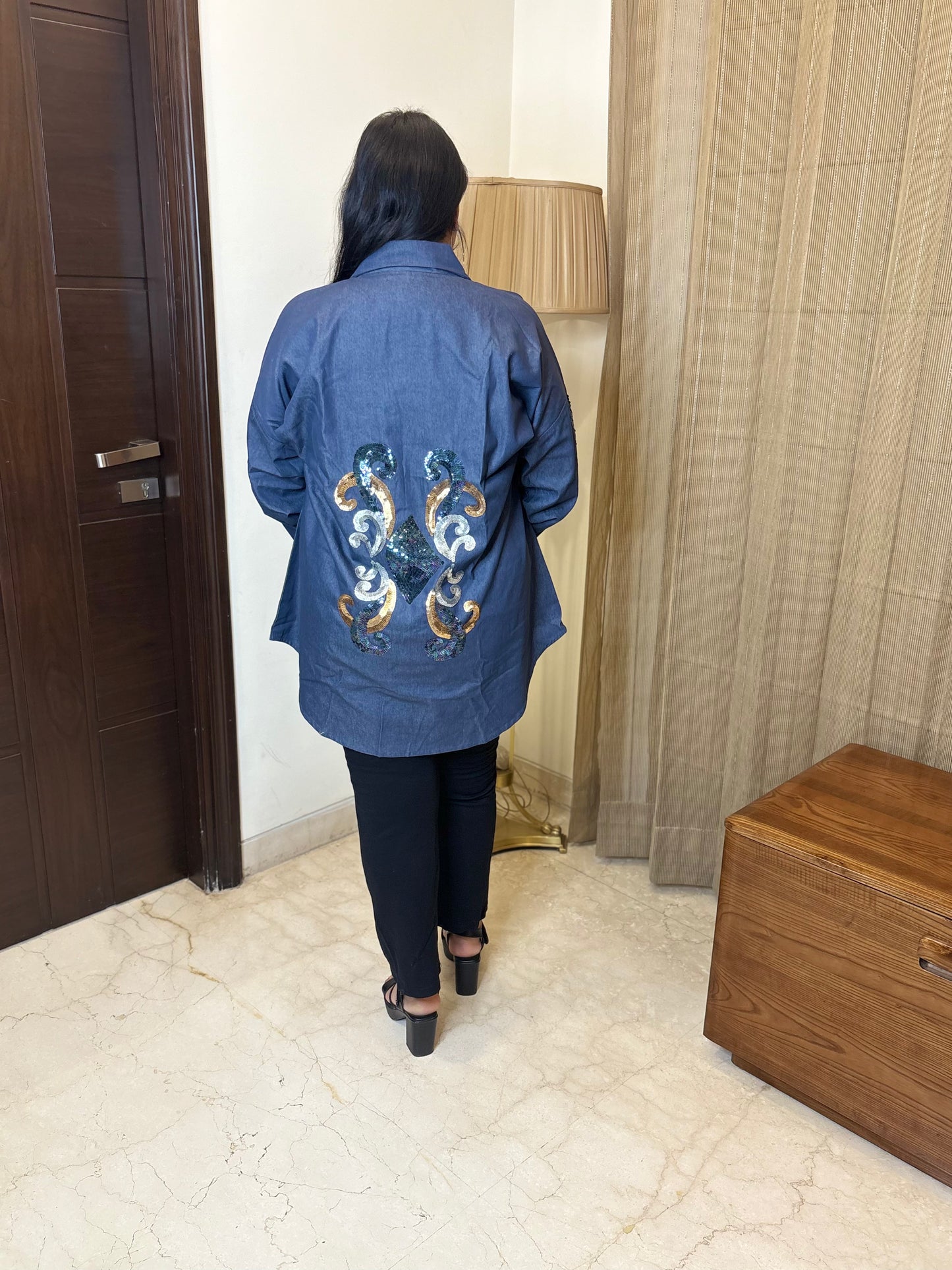 Denim Flap with Hand Work