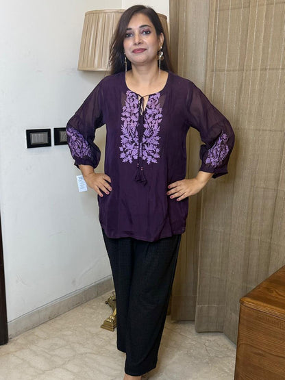 Purple Top with Thread Work