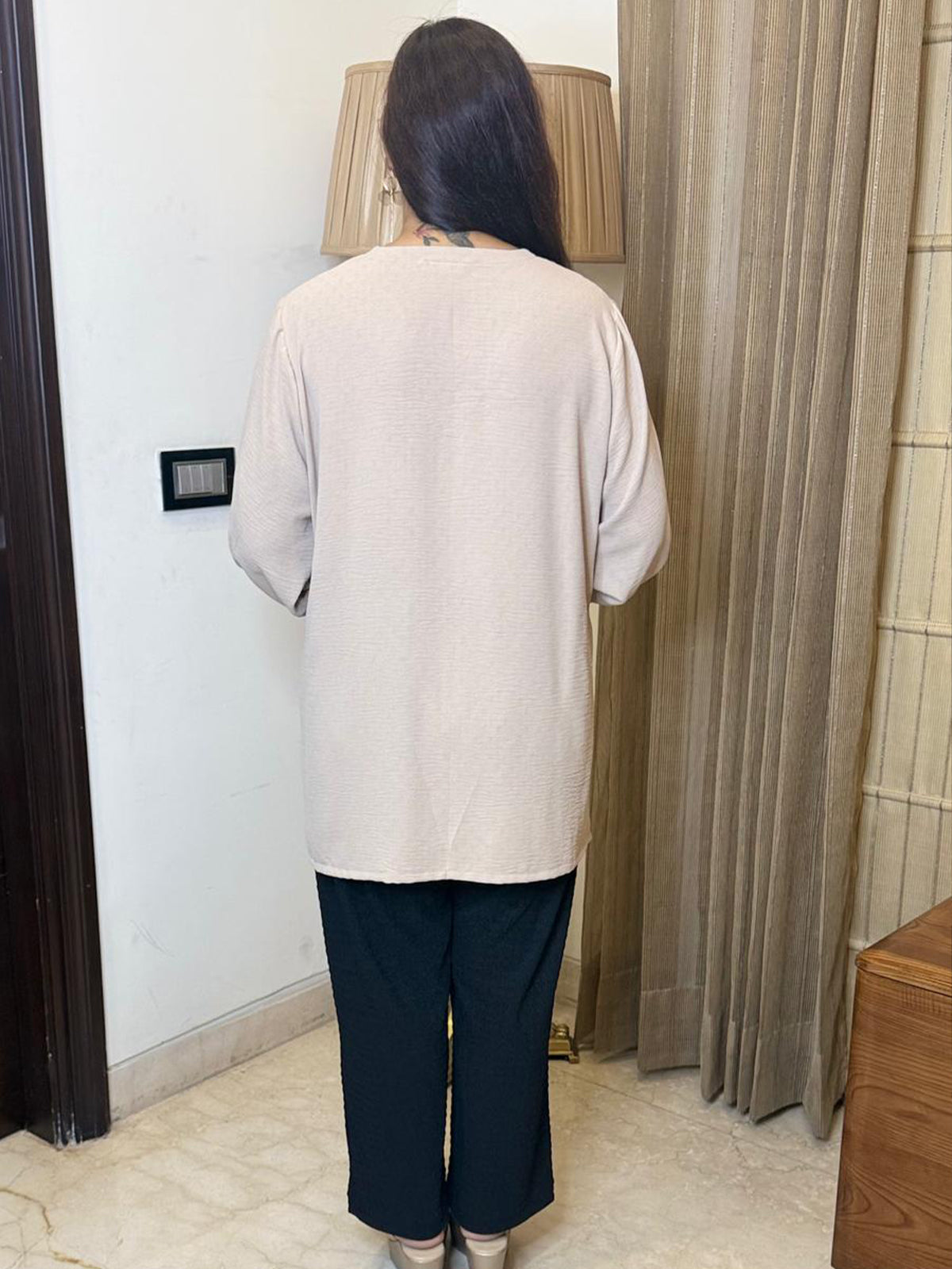 Beige Top with Thread Work