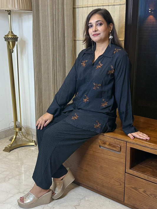 Black Top with Hand Work