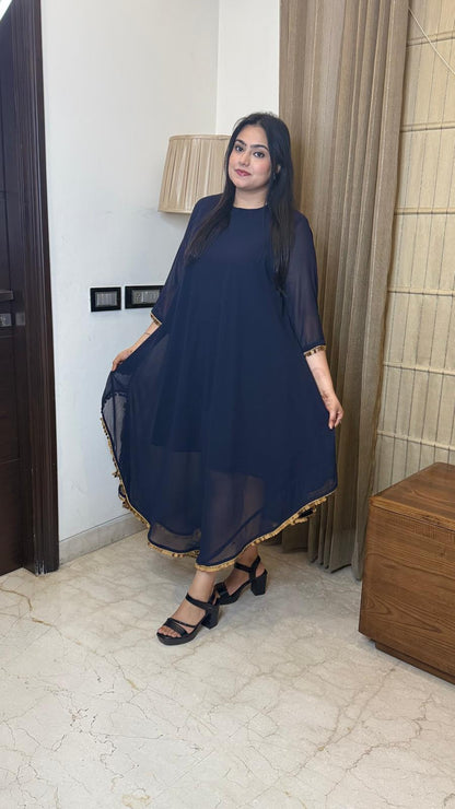 Navvy Blue Dress with Coin Detailing