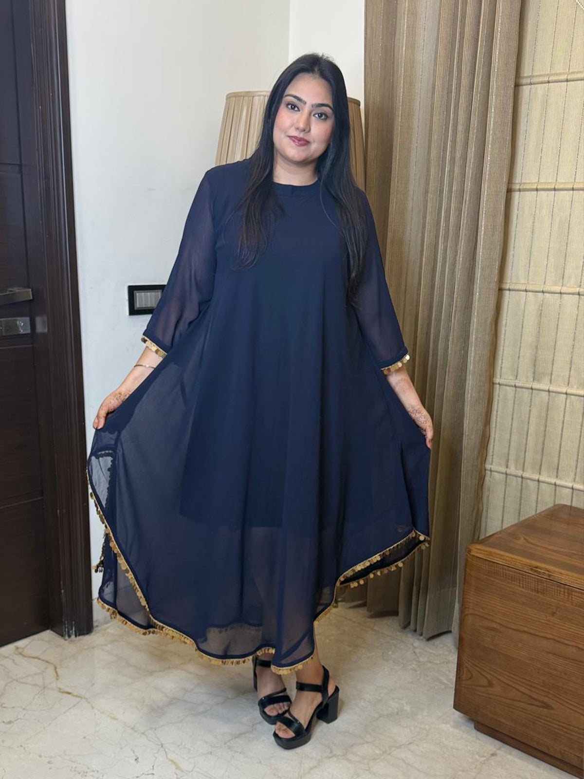 Navvy Blue Dress with Coin Detailing