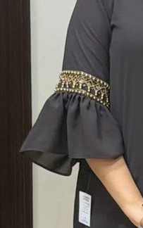 Brown Co-ord Set with Handwork and frill sleeves