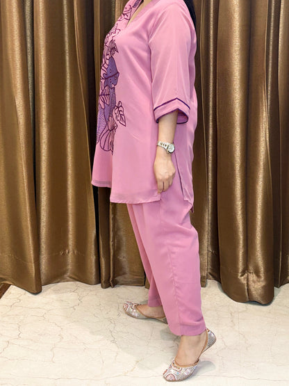 Pink Co-ord Set with Thread Work