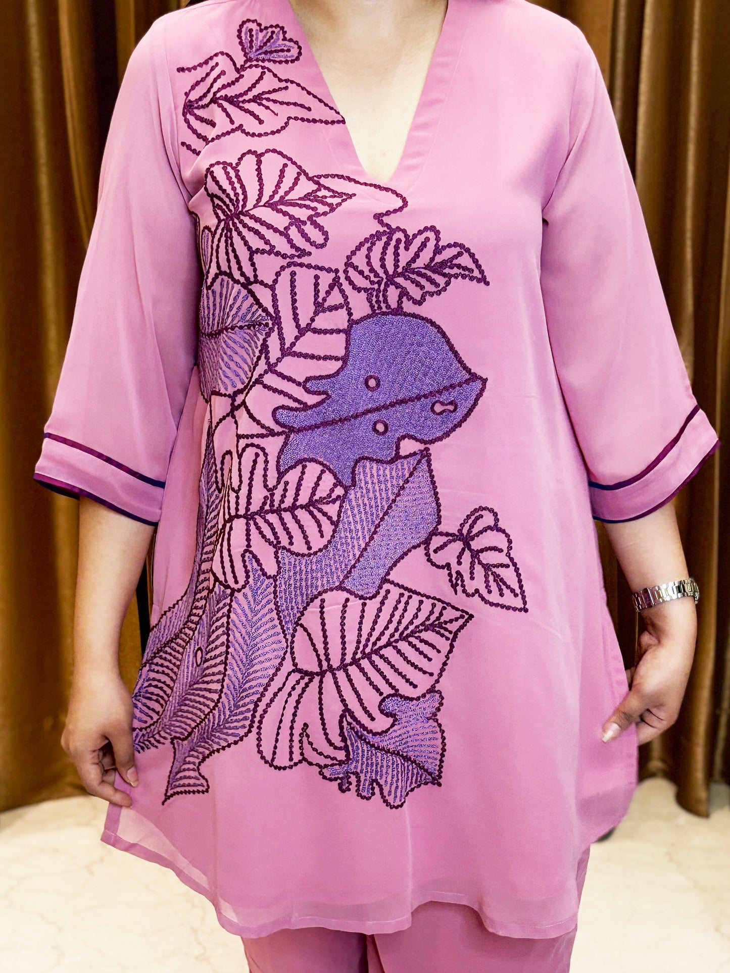 Pink Co-ord Set with Thread Work